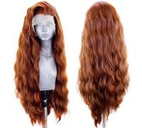 SeraphicWig Natural Wave Synthetic Lace Front Wigs For Women Brown Natural Looking Fiber Hair Wig Heat Resistant Half Hand Tied Fashion Wig