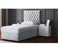Seraphine Chesterfield Divan Bed: Silver/Single/without Mattress