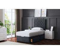 Seraphine Chesterfield Divan Storage Bed with 2 Drawers: Steel/Super King/Without Mattress