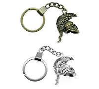 Seraphis Roman Sparta Centurion Helmet SET Bronze Silver Keyring Soldier Keychain 3D Pendant Key Chain History Gift