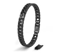 SERASAR Black Bracelet Men Stainless Steel Wrap Muscline Wrist Chains Gift