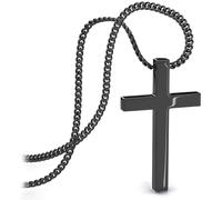 SERASAR Black Cross Necklace for Women, Cute Simple Ladies Charm Dainty Trendy Simple Stainless Chain Pendant Steel Waterproof Christian Baptism Religious Faith Jewelry Jesus Gifts Non Tarnish