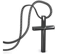 SERASAR Black Cross Necklace Women Stainless Steel Waterproof Christian