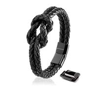 SERASAR Bracelet Women 20cm Black Leather Gift-Box Mother Sister