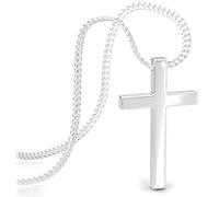 SERASAR Cross Necklace for Women Simple Stainless Steel Non Tarnish Waterproof Cute Ladies Charm Dainty Trendy Chain Pendant Simple Religious Christian Baptism Faith Jewelry Jesus Gifts Silver