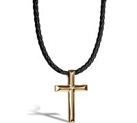 SERASAR - Leren Halsketting voor Heren met Hanger [Cross] - met Juwelendoos - Gift Idea for Männer, Large, Leather, No Gemstone