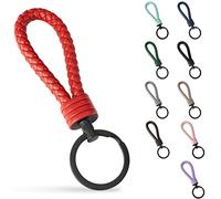 SERASAR Leather Car Key Ring - Additional with Stainless Steel Ring for Small Keys Ideal Cars, Motorcycles, Bicycles and House Gift-box Men Women