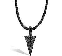 SERASAR Leather Necklace Men Choker with Pendant - 50cm Black Necklet Jewellery Box for Real Gift Locket