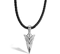 SERASAR Leather Locket Men Necklace with Pendant - 60cm Silver Cord Chain Jewelry Box for Real Gift Choker