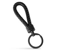 SERASAR Leather Key Ring Stainless Steel Rings Car Motorcycle Men Women