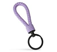 SERASAR Leather Key Ring Stainless Steel Rings Car Motorcycle Men Women