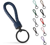 SERASAR Leather Key-ring - with Additional Stainless Steel Keyring for Small Keys Ideal Cars, Motorcycles, Bicycles and House Gift-box Men Women