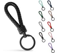 SERASAR Leather Key-ring - with Additional Stainless Steel Rings for Small Keys Ideal Cars, Motorcycles, Bicycles and House Gift-box Men Women