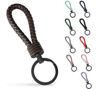 SERASAR Leather Keychain [Strong] with Stainless Steel Ring | for Car, Motorcycle, Bicycle and Household Use, Supplied in Gift Box