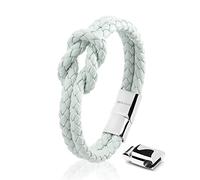 SERASAR 18cm Light Blue Leather Bracelet for Women with GiftBox - Bracelets Jewellery Woman Womens Friendship Present Presents Mother Sister Daughter Wife