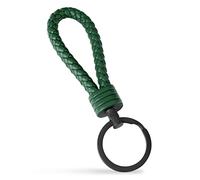 SERASAR Leather Lanyard Key Ring Stainless Steel Loops Car Bike Gift Box