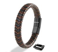 SERASAR Brown Leather Bracelet for Men 20cm - Gift Idea Box Adjustable Multilayer Braided Genuine with Magnetic Closure