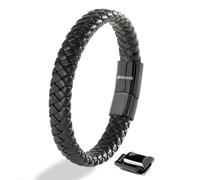 SERASAR Black Leather Bracelet for Men 17cm GiftBox Real Cowhide Adjustable Magnetic Clasp Wrap Rope Male Bracelets Band Jewelry Magnet