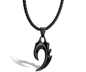 SERASAR Leather Necklace Men Choker with Pendant - 50cm Black Necklet Jewellery Box for Real Gift Locket