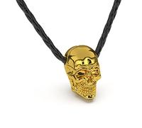 SERASAR Leather Necklace Men Skull Talisman Pendant 50cm Gold Jewelry Punk
