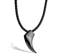 SERASAR Leather Necklace Mens with Pendant - 50cm Black Necklet Jewelry Box for Genuine Gift Chain Choker