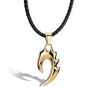 SERASAR Leather Necklet Men Locket with Pendant - 60cm Gold Cord Chain Jewelry Box for Real Gift Necklace Jewellery Band