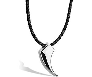 SERASAR Leather Negligée Men with Pendant - 60cm Silver Chain Jewelry Box for Genuine Gift Cord Carcanet