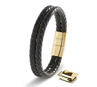 SERASAR Mens Jewellery 23cm Gold Bracelet Men Gift-Box Genuine-Leather Cowhide Braided Adjust-Able Magnetic-Clasp Multi-Layer Wrap Rope Man Mans Male Mens Band Jewelry Magnet Accessories