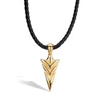 SERASAR | Men's Leather Necklace "Arrow" with Stainless Steel Pendant | Giftbox
