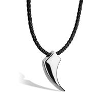 SERASAR | Men's Leather Necklace "Wolf" with Stainless Steel Pendant | Giftbox