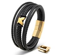 SERASAR | Men's Premium Leather Bracelet [Flake] with Magnetic Clasp | Giftbox