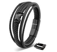 SERASAR | Men's Premium Leather Bracelet [Flake] with Magnetic Clasp | Giftbox