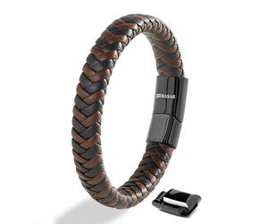 SERASAR | Premium Bracelet for Men in Genuine Black & Brown Leather | Magnetic Stainless Steel Clasp | Jewelry Box Included | Great Gift Idea