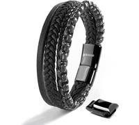 SERASAR | Premium genuine leather bracelet with stainless steel magnetic clasp