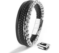 SERASAR | Premium genuine leather bracelet with stainless steel magnetic clasp