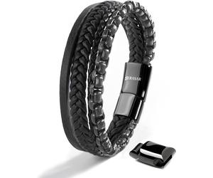 SERASAR | Premium genuine leather bracelet with stainless steel magnetic clasp