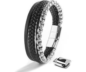 SERASAR | Premium genuine leather bracelet with stainless steel magnetic clasp