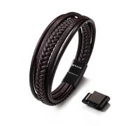 SERASAR, Premium Leather Bracelet [Braid] for Men in Black & Brown Color