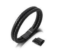 SERASAR, Premium Leather Bracelet [Double] for Men - Magnetic closure - Giftbox