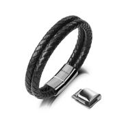 SERASAR, Premium Leather Bracelet [Double] for Men - Magnetic closure - Giftbox