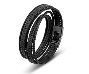 SERASAR | Premium Leather [Wrap] Bracelet for Men in Black & Brown | Various Lengths | Stainless Steel Clasp | Inclusive Jewellery Box | Great Gift Idea