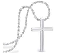 SERASAR Silver Cross Necklace Men Stainless Steel Chain 60cm Jesus Pendant