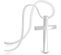 SERASAR Cross Necklace for Women Simple Stainless Steel Non Tarnish Waterproof Cute Ladies Charm Dainty Trendy Chain Pendant Simple Religious Christian Baptism Faith Jewelry Jesus Gifts Silver
