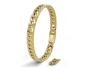 SERASAR Stainless Steel Gold Bracelet Men Cuban Link Chain Metal 20cm