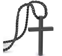 SERASAR Stainless Steel Men's Necklace with Pendant - 50cm Black Cord Gift for Men Gothic Chain Emo Jewellery Box Communion male Silver