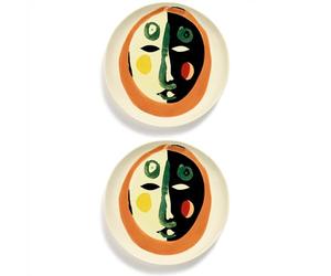 Serax Appetizer Plate | Feast tableware by Ottolenghi | 2 Starter Plates | Stoneware Dinnerware Set in mixed color | luxury Dishware Set for Dinner at Home, Party | Kitchen Sets