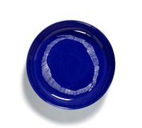 Feast Deep Plate White/ Dark Blue Stripes
