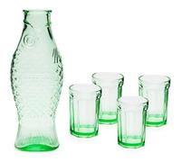 Serax Fish & Fish glassware gift set with 1 green carafe and 4 glasses | Paola Navone design | pressed glass | original gift idea for the home