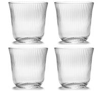 Serax Large Whiskey Glasses Drinking Set of 4 | Inku Glassware by Sergio Herman | Clear Glass Tumbler Cups without Lids | Home Essentials, Cocktail Glasses | Whisky, Beer, Juice, Water