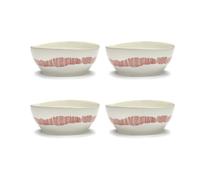 Serax Ottolenghi Feast bowl L Ø17 cm 4-pack White stripes-red